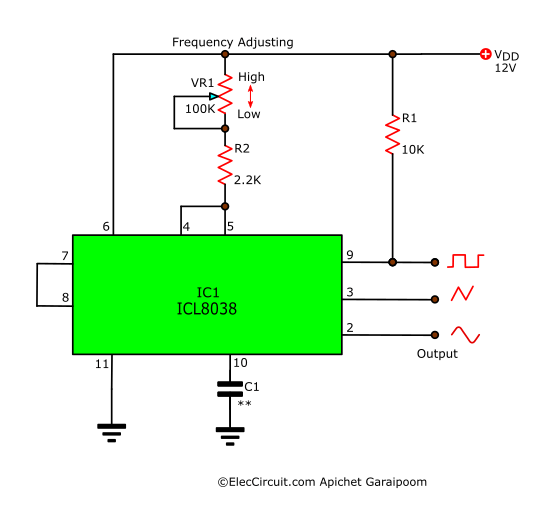 Basic Circuit Of Function Generator Using ICL8038