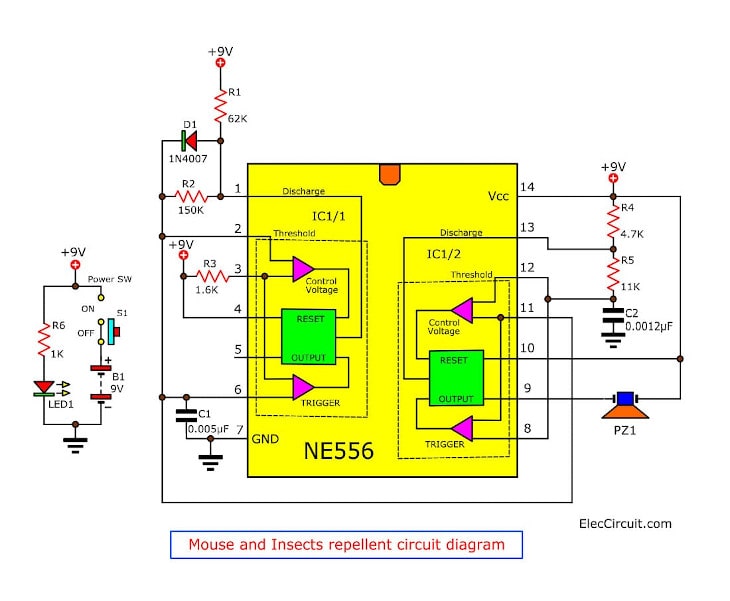 mouse and insects repellent circuit diagram