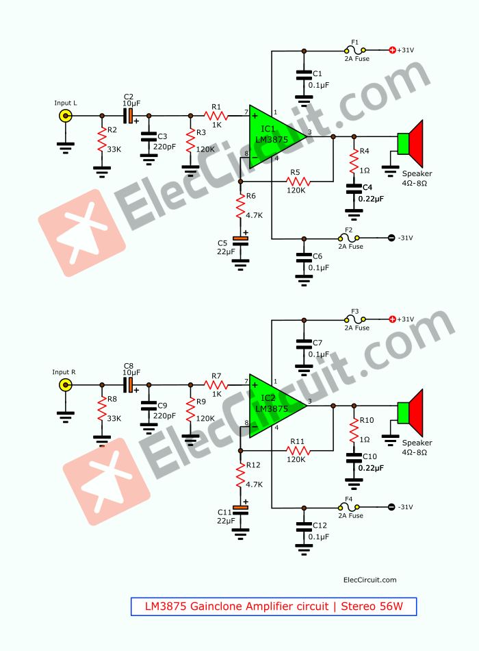 LM3875 Gain clone Amplifier circuit