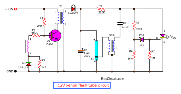 12V Xenon flash tube circuit