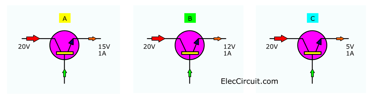 three example power transistor working