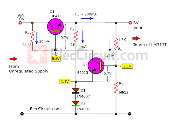 basic Series Feedback 6V Voltage Regulator