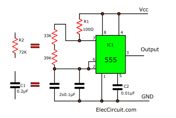 Calculation of 50HZ frequency of 555