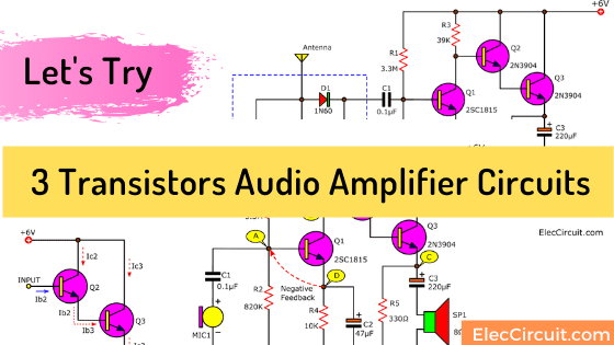 Simple amplifier circuit using 3 transistors