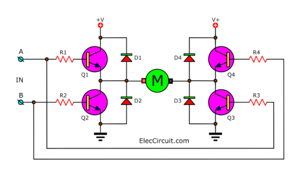 Using transistor Bridge as switch Motor control