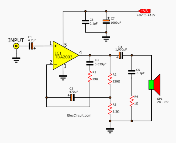 8-watt Power Amplifier using TDA2003