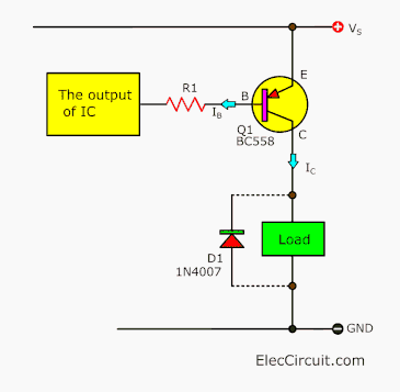 Connecting PNP transistor with output of IC