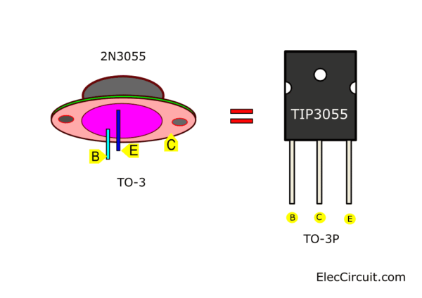 Pinout of 2N3055 and TIP3055