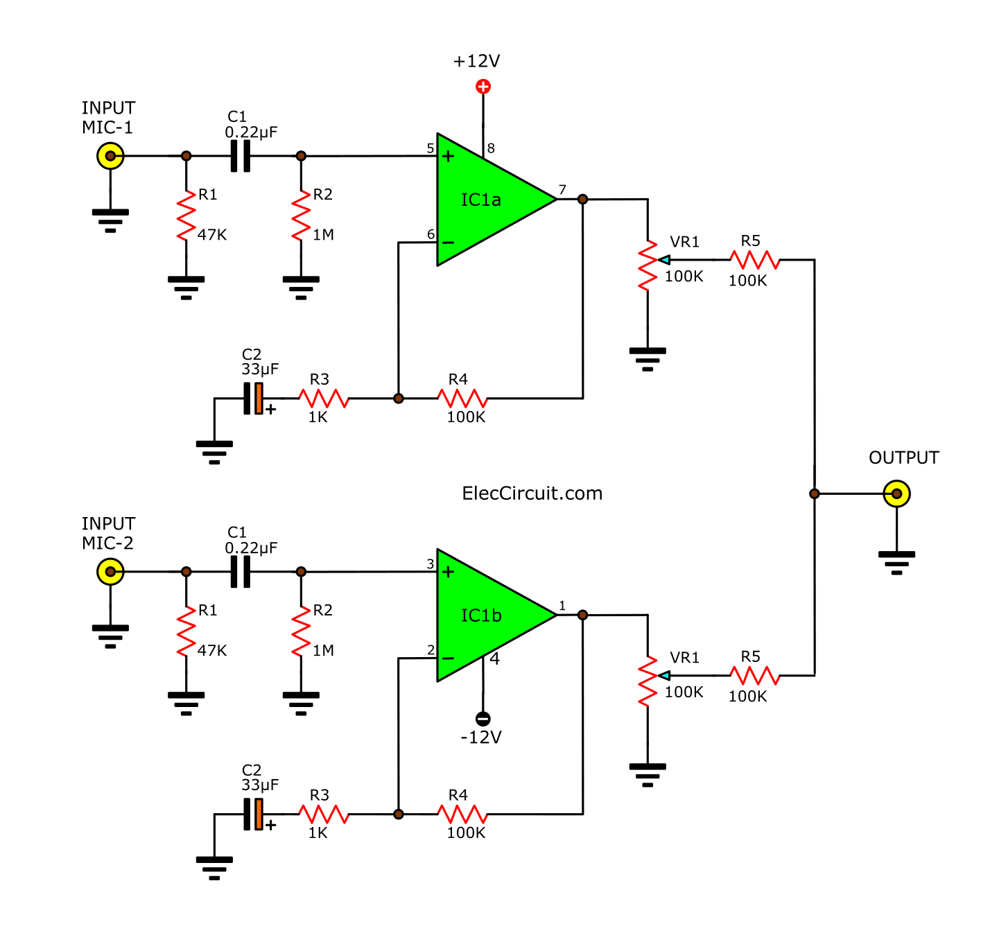 Microphone Preamplifier Circuit Diagram