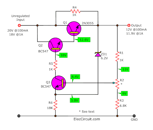 Series Regulator with short-circuit protection