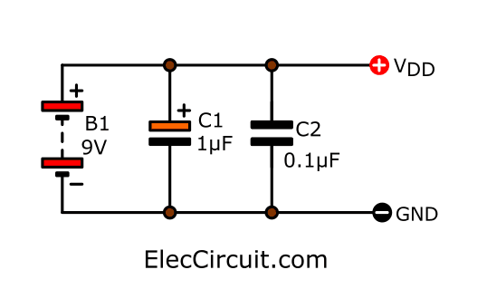 9V power supply of CMOS using battery