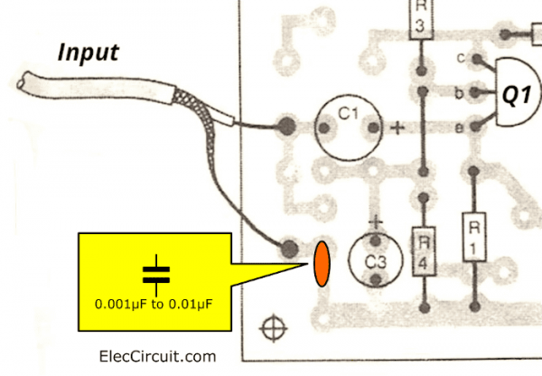 Adding capacitor to reduce hum RF noise