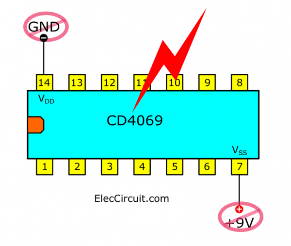 Do not the wrong polarity of power supply