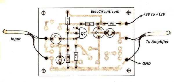 components layout low impedance transistor preamplifier