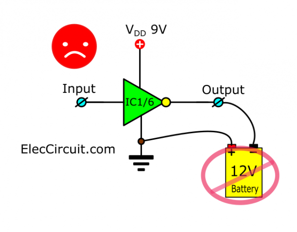 not connect output directly source