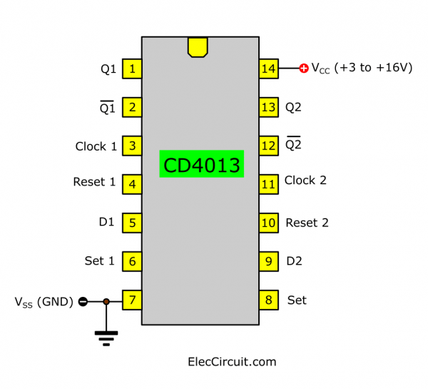 CD4013 pinout