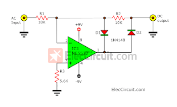 Precision half wave rectifier using op-amp NE5532