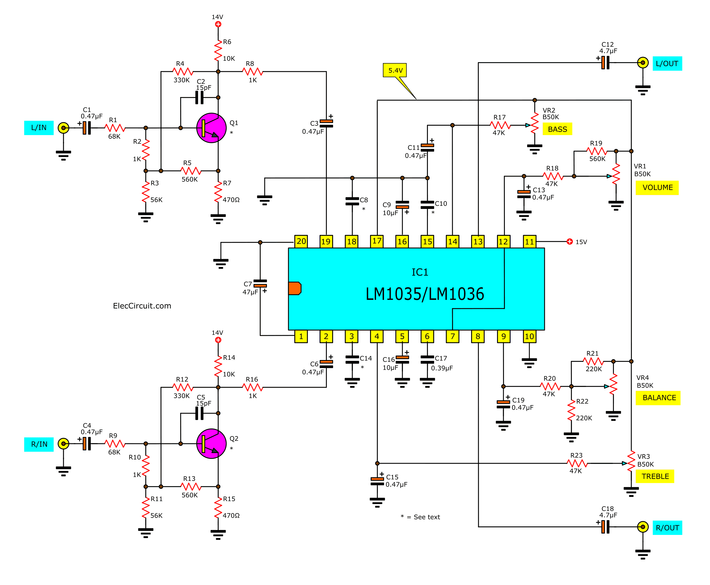 Tone Control Circuit Diagram With Pcb Layout Eleccircuit | My XXX Hot Girl