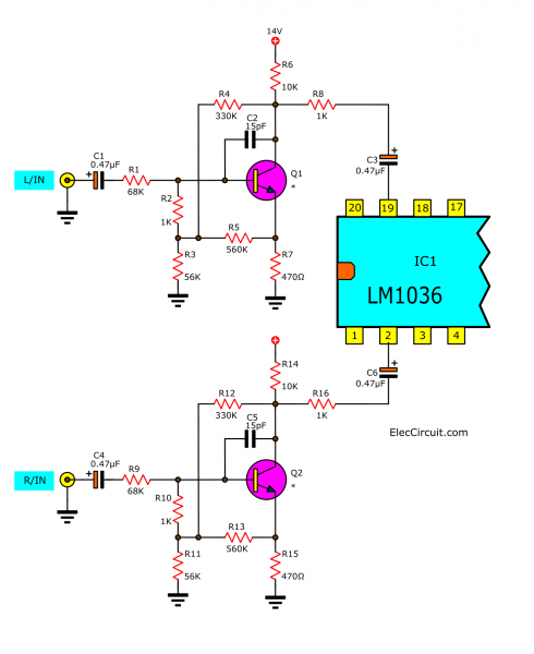 simple preamplifier circuit using a transistor