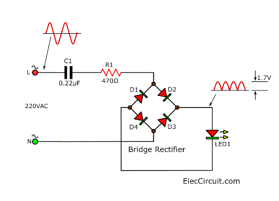 Basic Bridge cap-fed power supply for LED Display