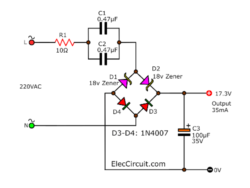 Fixed voltage regulated transformer power supply