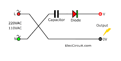 Simple transformerless power supply circuits | ElecCircuit.com