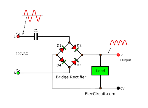 basic bridge transformerless DC Power supply circuit