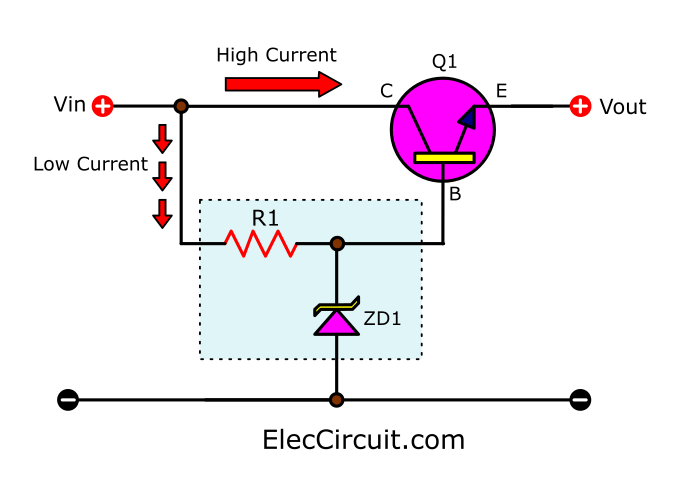 Zener diode and transistor regulator