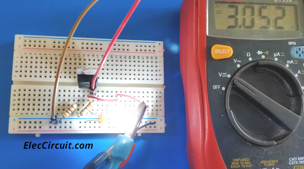 Testing USB to 3V converter circuit on breadboad