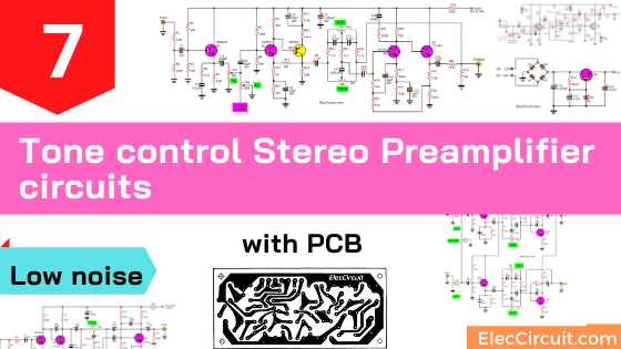 Tone control Stereo Preamplifier circuit with PCB
