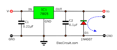 7805 Output Polarity-Reversal-Protection circuit