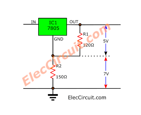 7805 Output voltage determined by divider resistors