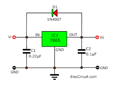7805 Reverse-bias protection circuit
