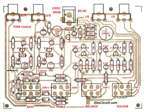 7 tone control circuit diagram with PCB layout | ElecCircuit