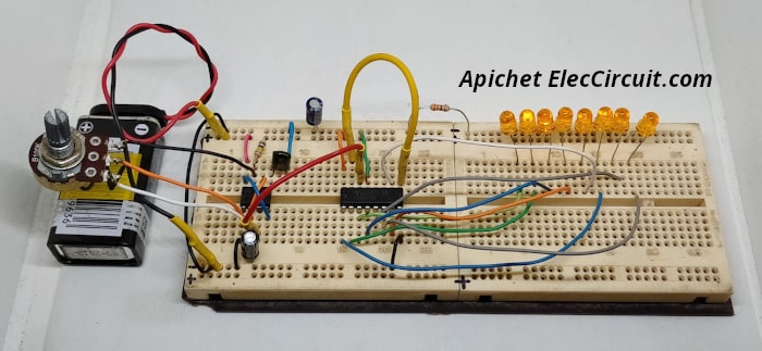 8 LED Sequency on breadboad