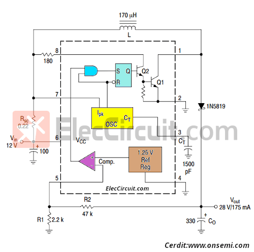 12V to 28V Boost converter circuit