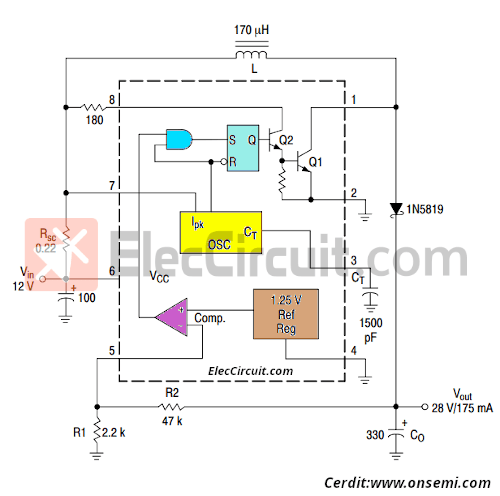 12V to 28V Boost DC converter MC34063