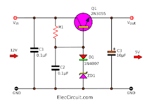 2N3055 transistor Series Voltage Regulator