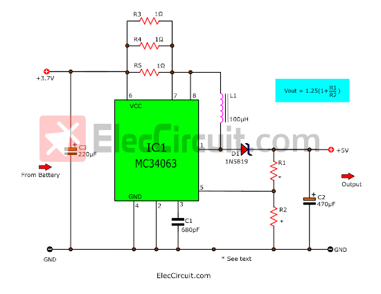 3.7V to 5V boost converter circuit