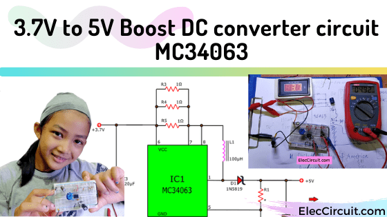 3.7V to 5V Boost/Step-up DC converter circuit using MC34063