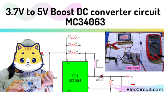 3.7V to 5V Boost/Step-up DC converter circuit using MC34063