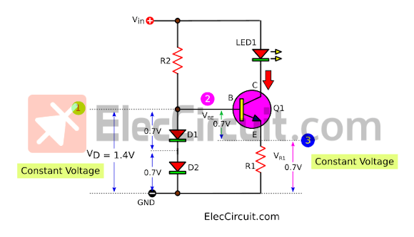 Constant current circuit using transistors