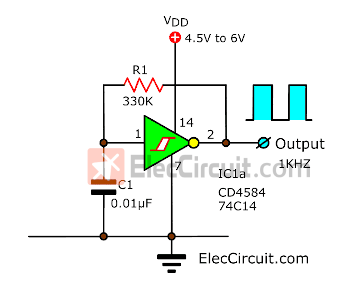 1KHz oscillator using Schmitt trigger
