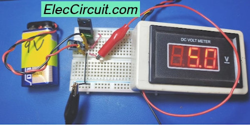 Simplest 7805 regulator on breadboard