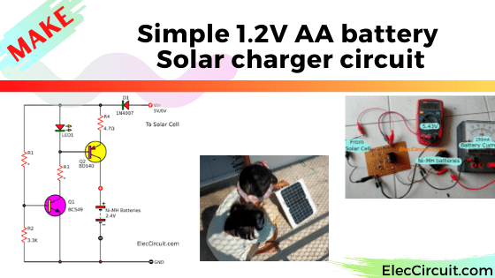 Simple 1.2V AA battery Solar charger circuit