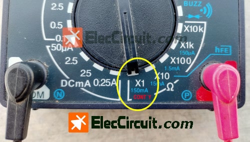 continuity tester on an analog multimeter power 150mA current.