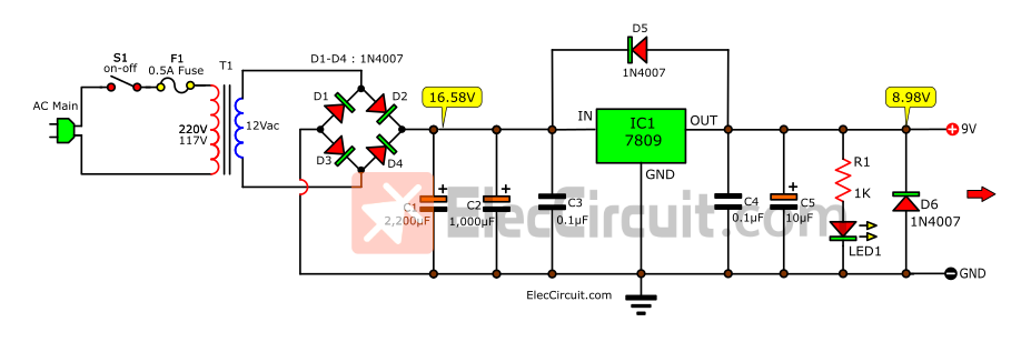 9V power supply circuit