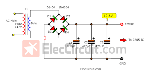 11.6V 1A unregulated power supply circuit