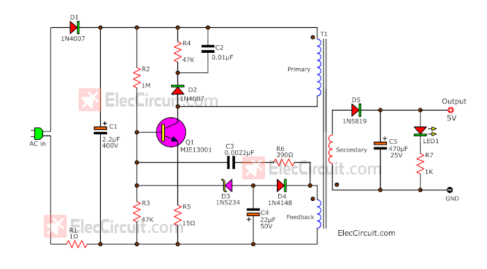Cell phone Charger circuit RCC system