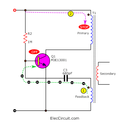 transistor turn-off with discharging capacitor